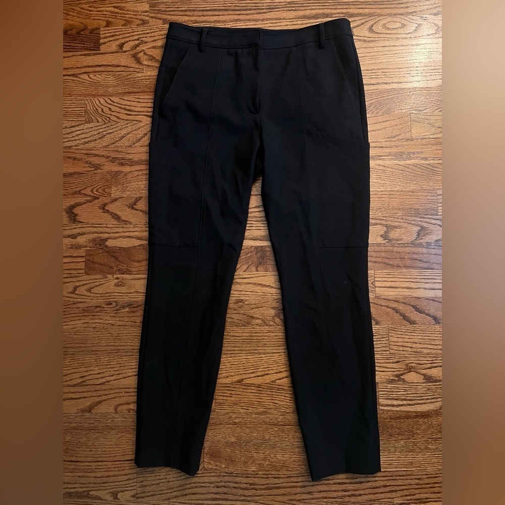 Tibi Women’s Black Slim Trouser Pants Size 8 – Split Back Hems, Thigh Pockets